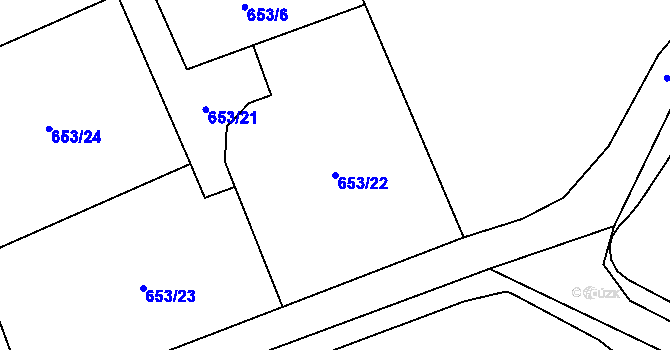 Parcela st. 653/22 v KÚ Osek u Duchcova, Katastrální mapa