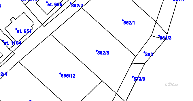 Parcela st. 562/5 v KÚ Osek u Duchcova, Katastrální mapa