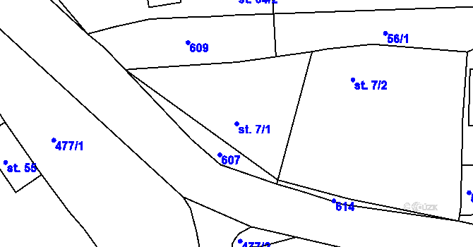 Parcela st. 7/1 v KÚ Osek u Sobotky, Katastrální mapa