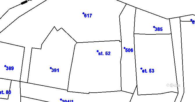 Parcela st. 52 v KÚ Osek u Sobotky, Katastrální mapa