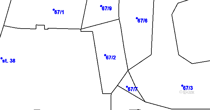 Parcela st. 67/2 v KÚ Osek u Sobotky, Katastrální mapa