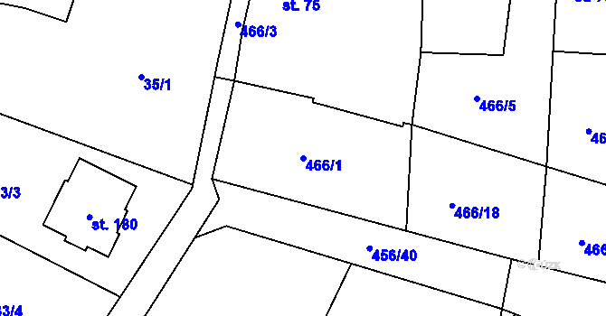Parcela st. 466/1 v KÚ Osek u Sobotky, Katastrální mapa