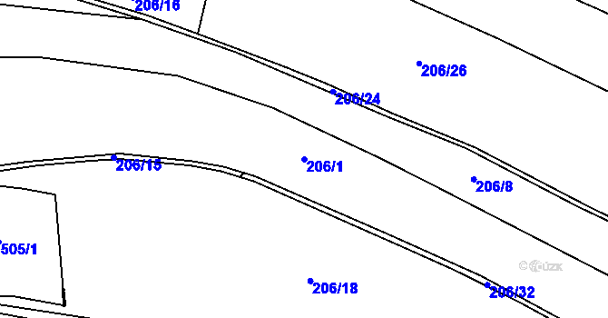 Parcela st. 206/1 v KÚ Osek u Sobotky, Katastrální mapa