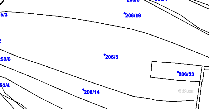 Parcela st. 206/3 v KÚ Osek u Sobotky, Katastrální mapa