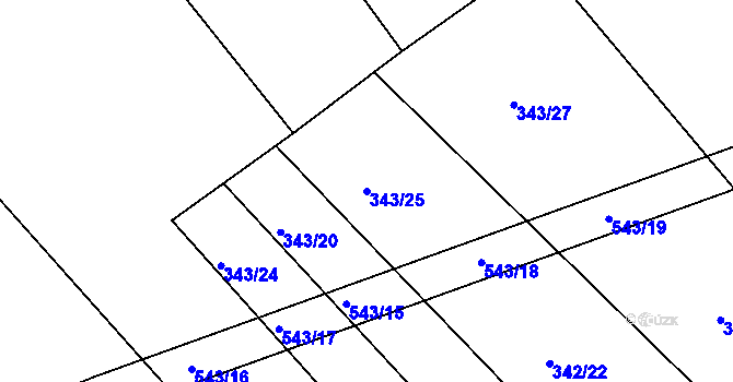 Parcela st. 343/25 v KÚ Osek u Sobotky, Katastrální mapa