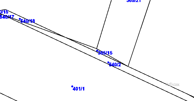 Parcela st. 365/15 v KÚ Osek u Sobotky, Katastrální mapa
