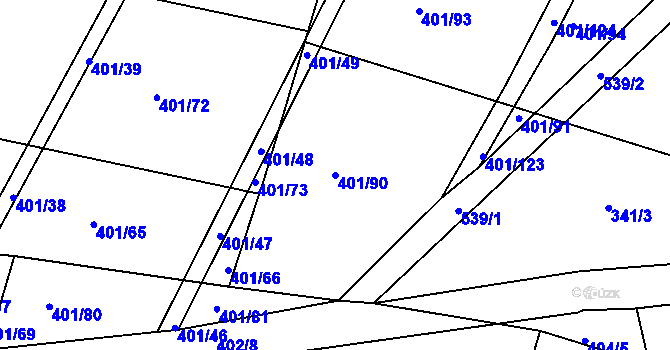 Parcela st. 401/90 v KÚ Osek u Sobotky, Katastrální mapa