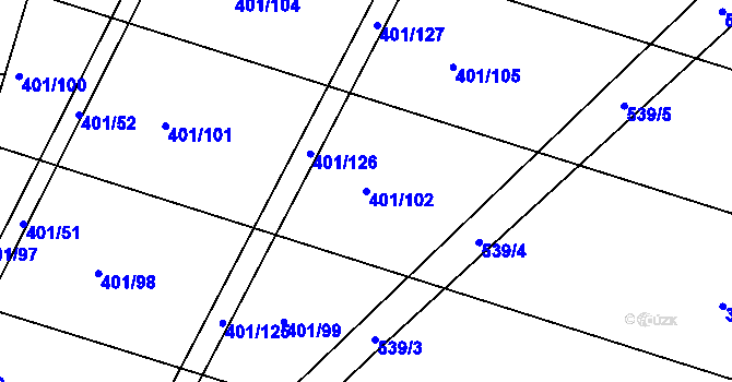 Parcela st. 401/102 v KÚ Osek u Sobotky, Katastrální mapa