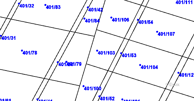 Parcela st. 401/103 v KÚ Osek u Sobotky, Katastrální mapa