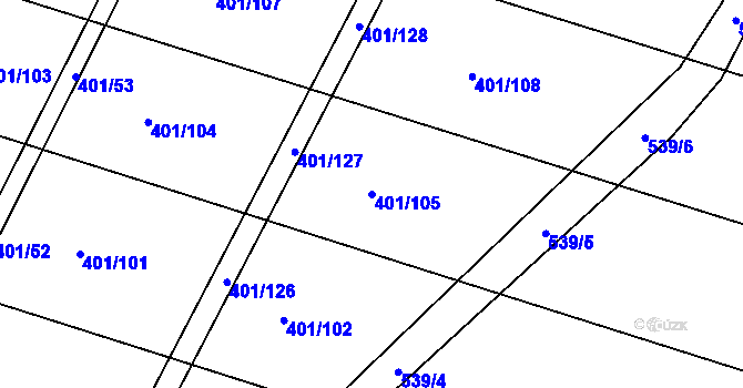 Parcela st. 401/105 v KÚ Osek u Sobotky, Katastrální mapa