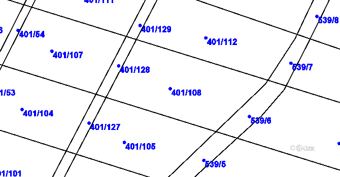Parcela st. 401/108 v KÚ Osek u Sobotky, Katastrální mapa