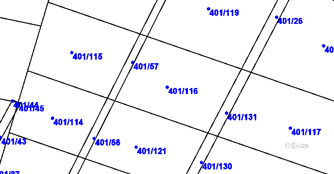 Parcela st. 401/116 v KÚ Osek u Sobotky, Katastrální mapa