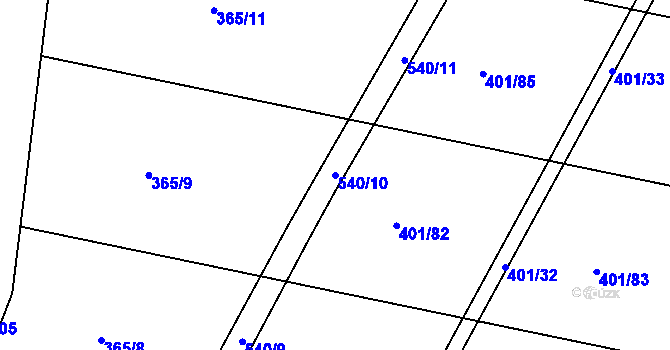 Parcela st. 540/10 v KÚ Osek u Sobotky, Katastrální mapa