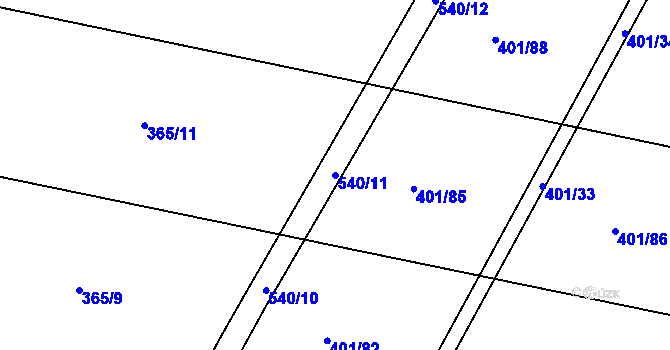 Parcela st. 540/11 v KÚ Osek u Sobotky, Katastrální mapa