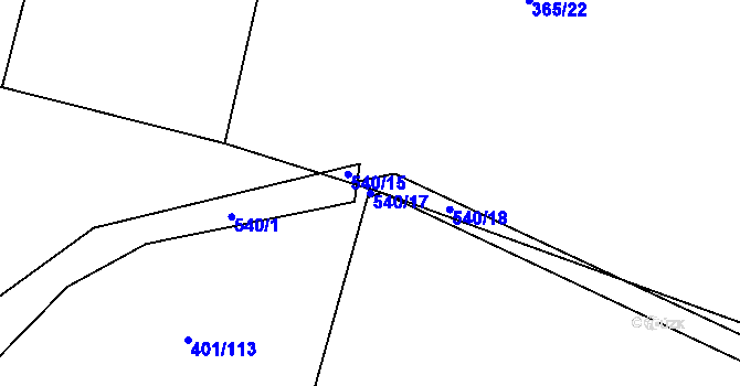 Parcela st. 540/17 v KÚ Osek u Sobotky, Katastrální mapa