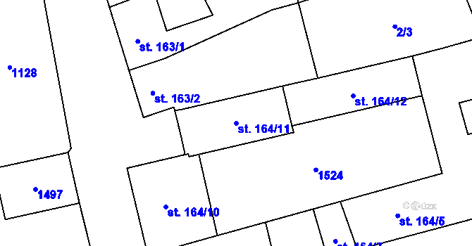 Parcela st. 164/11 v KÚ Osek nad Bečvou, Katastrální mapa