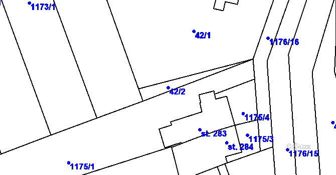 Parcela st. 42/2 v KÚ Osek nad Bečvou, Katastrální mapa