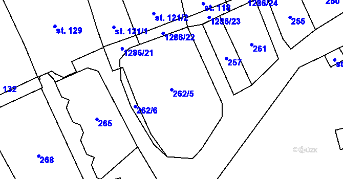 Parcela st. 262/5 v KÚ Osek nad Bečvou, Katastrální mapa