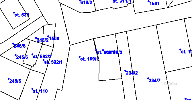 Parcela st. 109/3 v KÚ Osek nad Bečvou, Katastrální mapa