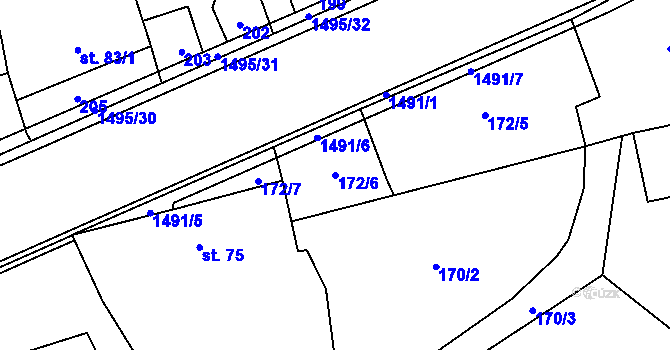 Parcela st. 172/6 v KÚ Osek nad Bečvou, Katastrální mapa