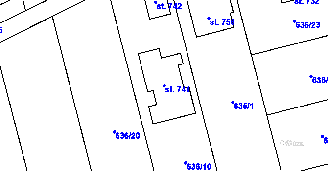Parcela st. 741 v KÚ Osek nad Bečvou, Katastrální mapa