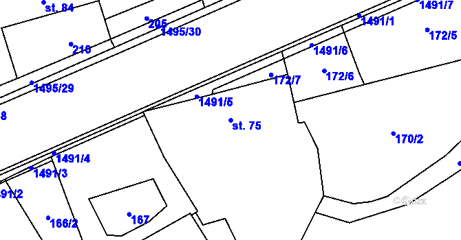 Parcela st. 75 v KÚ Osek nad Bečvou, Katastrální mapa