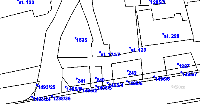 Parcela st. 124/2 v KÚ Osek nad Bečvou, Katastrální mapa