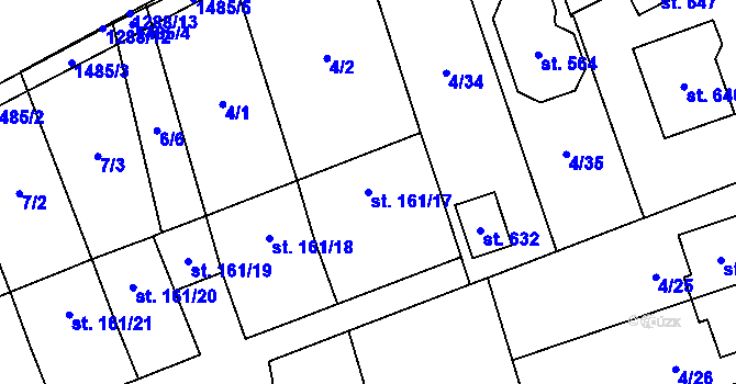 Parcela st. 161/17 v KÚ Osek nad Bečvou, Katastrální mapa
