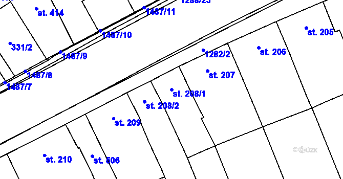 Parcela st. 208/1 v KÚ Osek nad Bečvou, Katastrální mapa