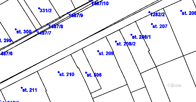 Parcela st. 209 v KÚ Osek nad Bečvou, Katastrální mapa