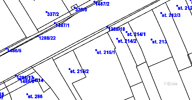 Parcela st. 215/1 v KÚ Osek nad Bečvou, Katastrální mapa