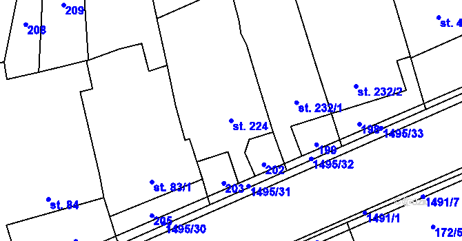 Parcela st. 224 v KÚ Osek nad Bečvou, Katastrální mapa