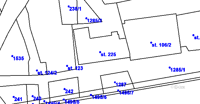 Parcela st. 225 v KÚ Osek nad Bečvou, Katastrální mapa