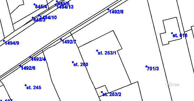Parcela st. 253/1 v KÚ Osek nad Bečvou, Katastrální mapa