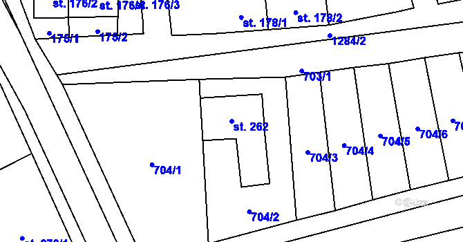 Parcela st. 262 v KÚ Osek nad Bečvou, Katastrální mapa