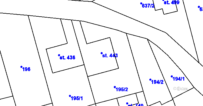 Parcela st. 443 v KÚ Osek nad Bečvou, Katastrální mapa