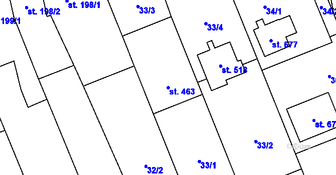 Parcela st. 463 v KÚ Osek nad Bečvou, Katastrální mapa