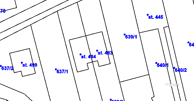 Parcela st. 483 v KÚ Osek nad Bečvou, Katastrální mapa