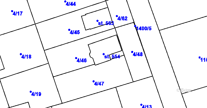 Parcela st. 554 v KÚ Osek nad Bečvou, Katastrální mapa