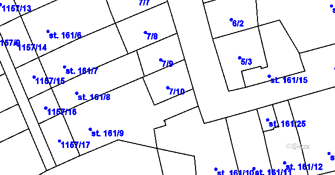 Parcela st. 7/10 v KÚ Osek nad Bečvou, Katastrální mapa
