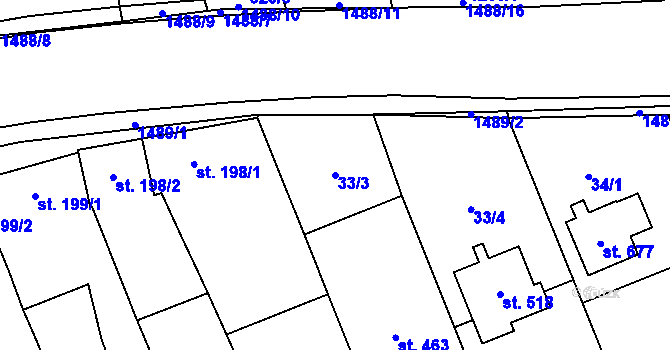 Parcela st. 33/3 v KÚ Osek nad Bečvou, Katastrální mapa