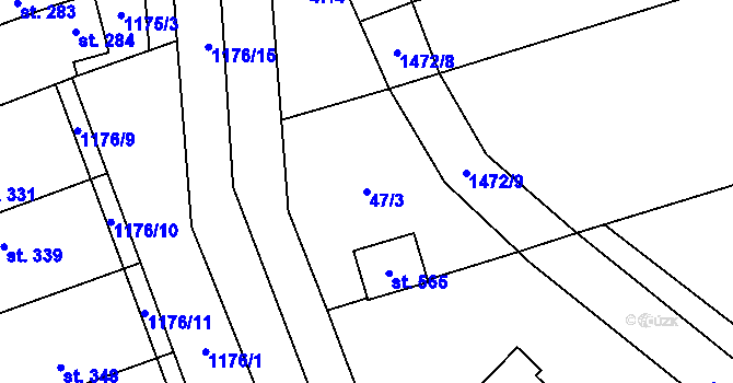 Parcela st. 47/3 v KÚ Osek nad Bečvou, Katastrální mapa