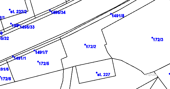 Parcela st. 172/2 v KÚ Osek nad Bečvou, Katastrální mapa