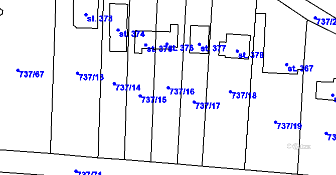Parcela st. 737/16 v KÚ Osek nad Bečvou, Katastrální mapa