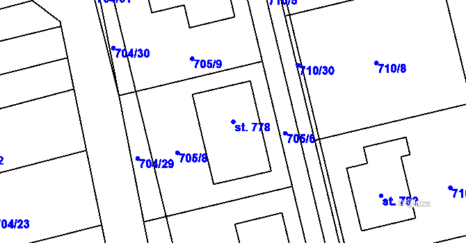 Parcela st. 778 v KÚ Osek nad Bečvou, Katastrální mapa