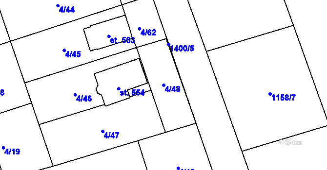 Parcela st. 4/48 v KÚ Osek nad Bečvou, Katastrální mapa