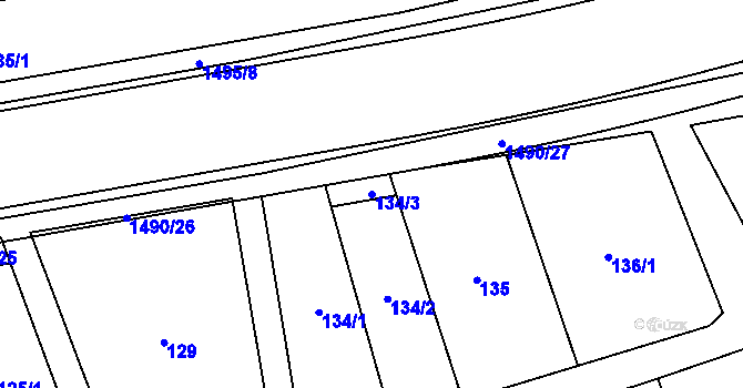 Parcela st. 134/3 v KÚ Osek nad Bečvou, Katastrální mapa
