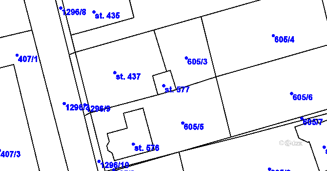 Parcela st. 577 v KÚ Osek nad Bečvou, Katastrální mapa