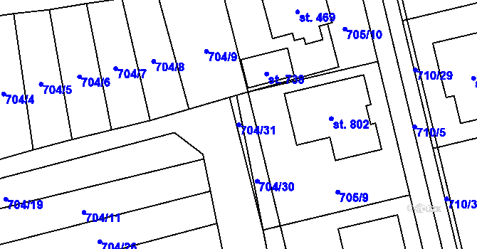 Parcela st. 704/31 v KÚ Osek nad Bečvou, Katastrální mapa