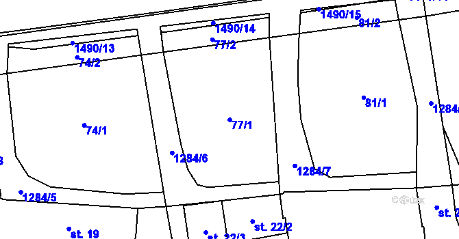 Parcela st. 77/1 v KÚ Osek nad Bečvou, Katastrální mapa